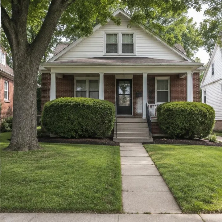 Neatly shaped hedges at a modest Baltimore home