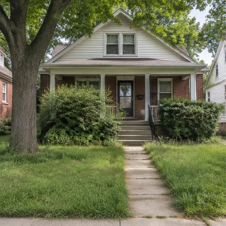 Northeast Baltimore Front Lawn, overgrown lawn before illustrative maintenance